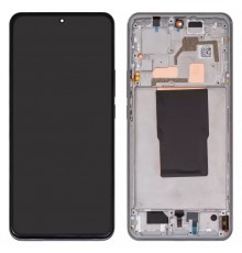 Дисплей для Xiaomi 12T, 12T Pro, серебристый, с рамкой, High Copy (OLED), 22081212UG, 22081212G, 22071212AG