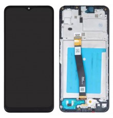Дисплей для Samsung A226 Galaxy A22 5G, чорний, з рамкою, Оригінал (переклеєне скло)
