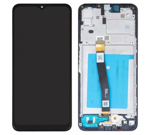 Дисплей для Samsung A226 Galaxy A22 5G, чорний, з рамкою, Оригінал (переклеєне скло)