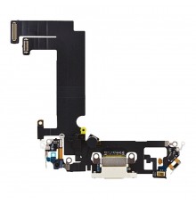 Шлейф для iPhone 12 mini, конектора зарядки, білий, з мікрофоном, з компонентами, Original (PRC)