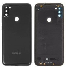 Задняя панель корпуса для Samsung A115 Galaxy A11, черная + стекло камеры