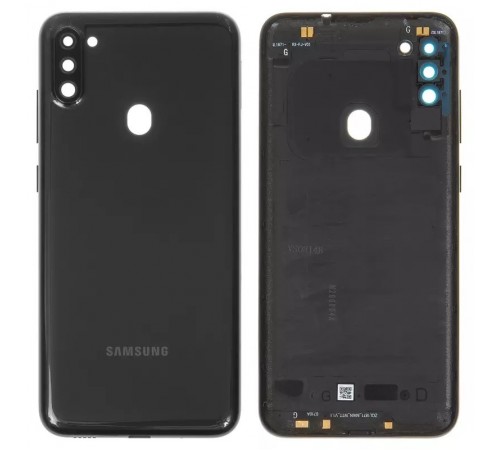 Задняя панель корпуса для Samsung A115 Galaxy A11, черная + стекло камеры