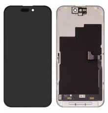 Дисплей для iPhone 15 Pro, чорний, з рамкою, Оригінал (переклеєно скло)